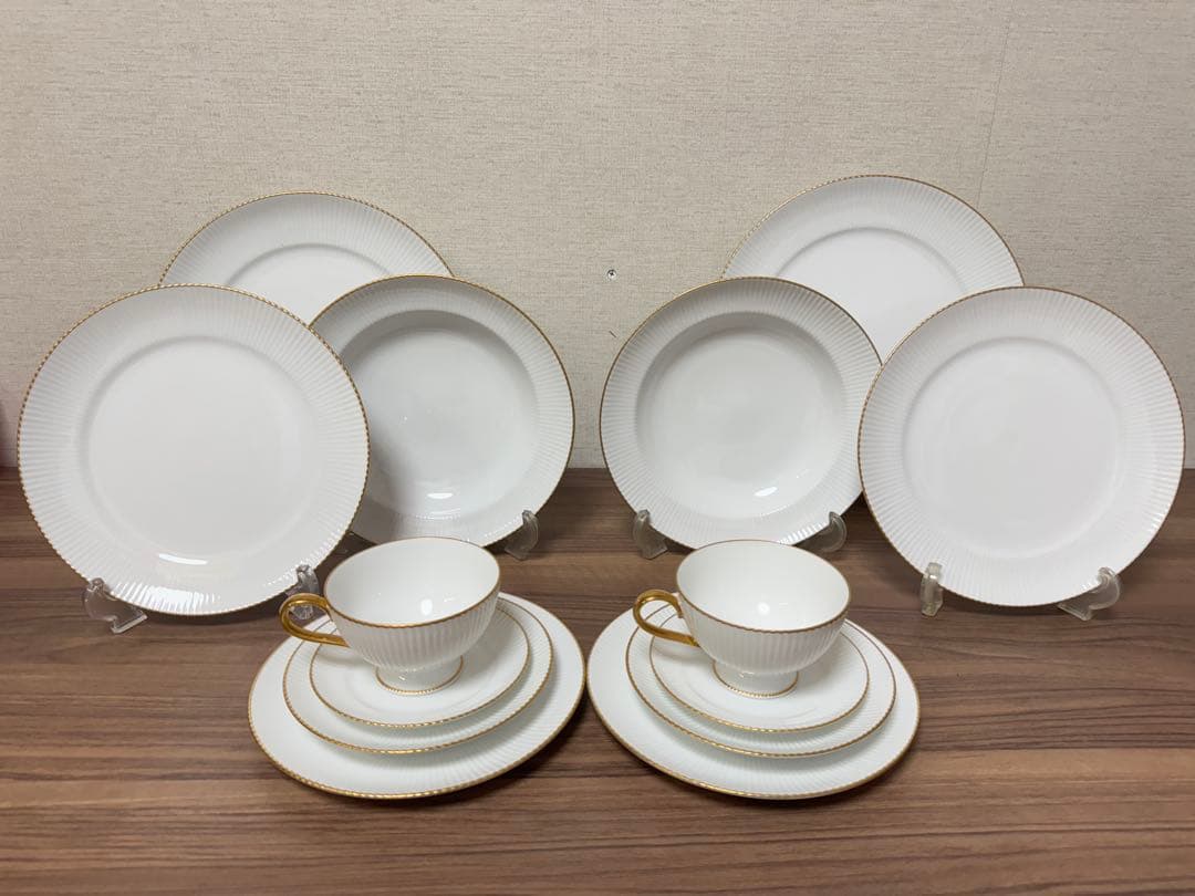 ノリタケ 金彩 ホワイト カップ&ソーサー プレート　ダイヤモンドコレクション
