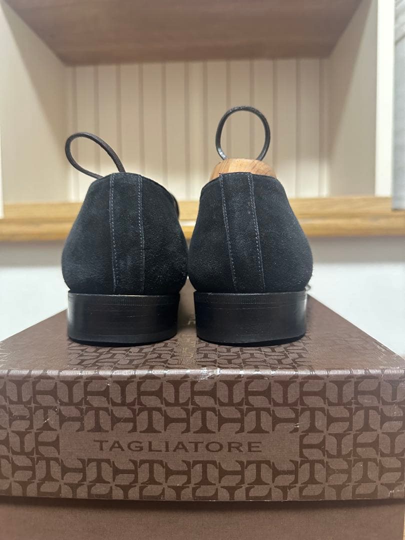 【超美品】セルジオロッシ　ブラックスエードスリッポン レザーソール　6