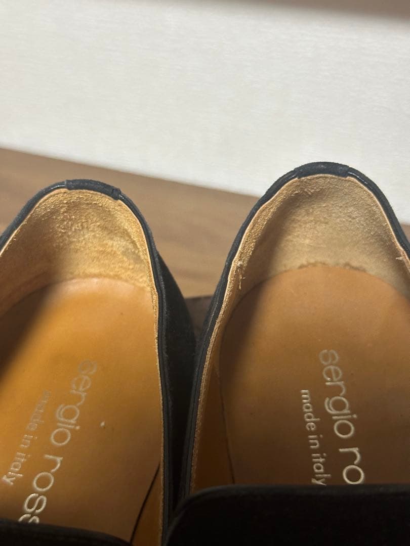 【超美品】セルジオロッシ　ブラックスエードスリッポン レザーソール　6