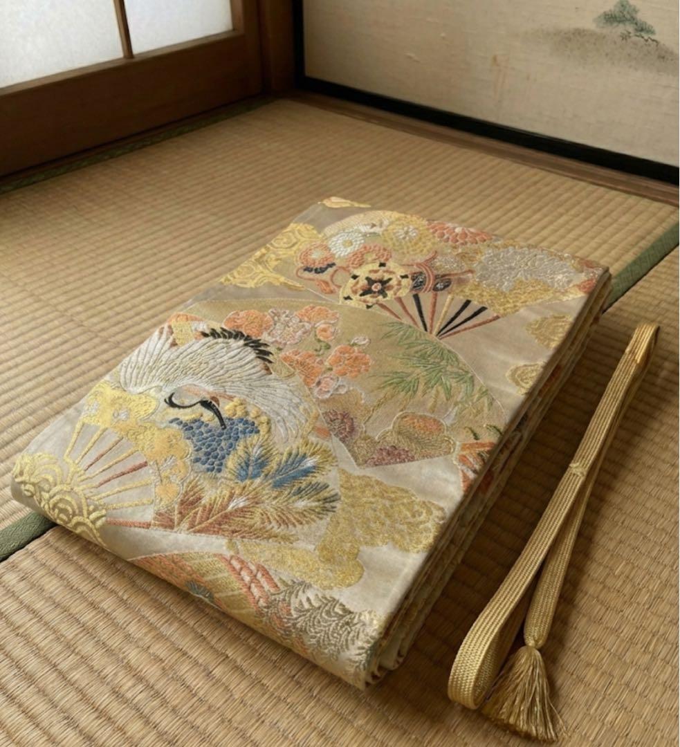 最終価格　黒留袖　袋帯　鶴　4点フルセット　結婚式　比翼仕立て　帯締め　帯揚