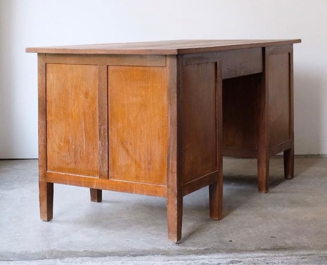 vincent 木製デスク 昭和レトロ 古道具 両袖机