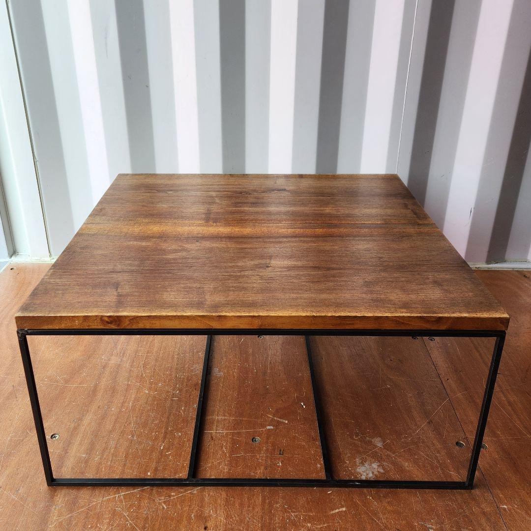 オーダー家具　無垢材　アイアン　ローテーブル　センターテーブル　75cm
