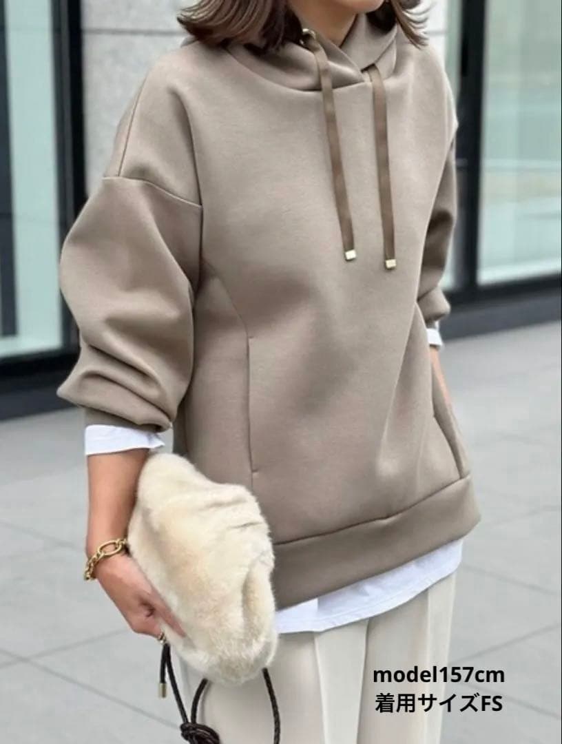 Emma Taylor エマテイラー サイドジップダンボールニットフー　モカ