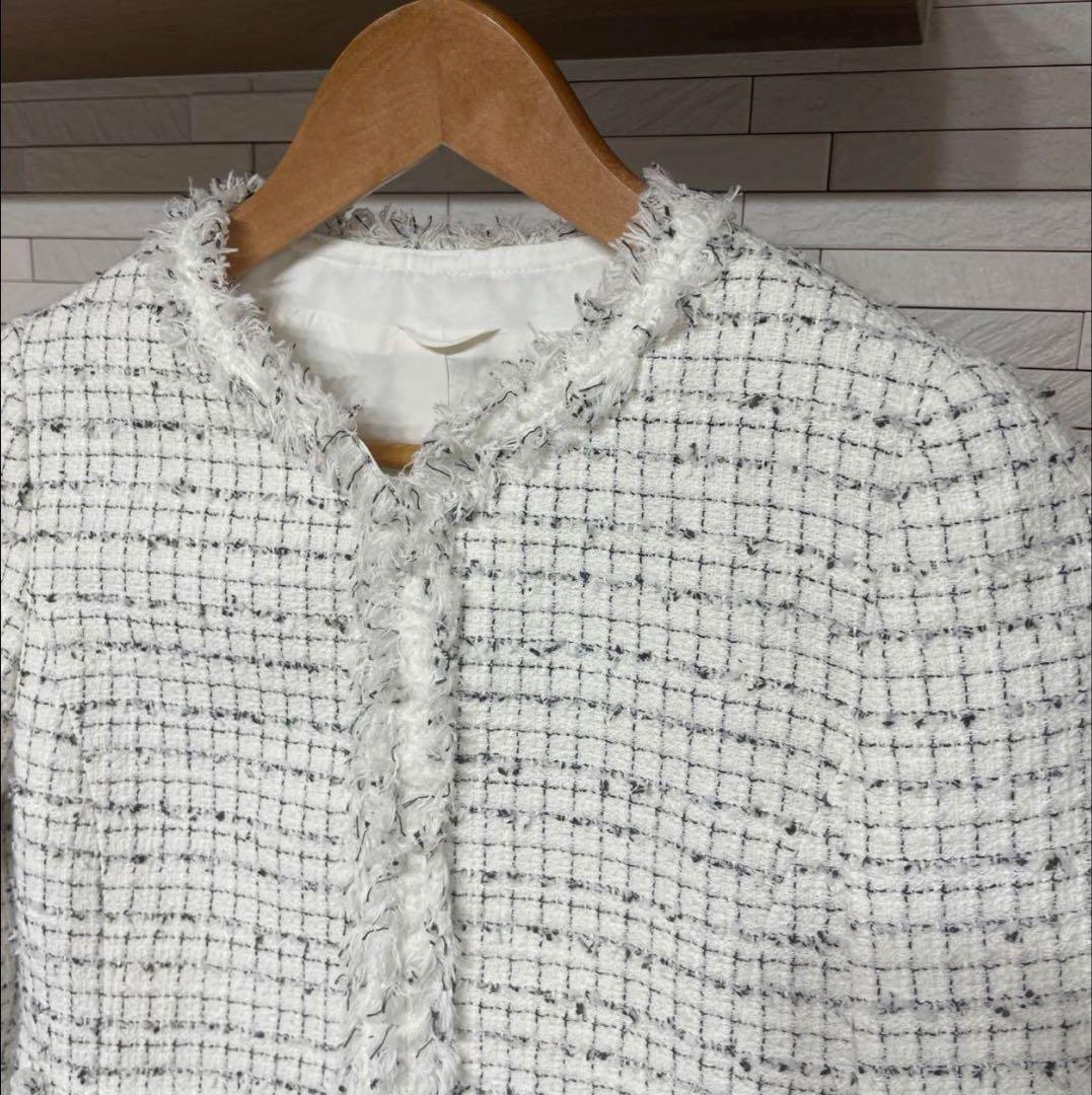 未使用に近い　アナイ　ジャケット ノーカラージャケット ミックスツイード　38