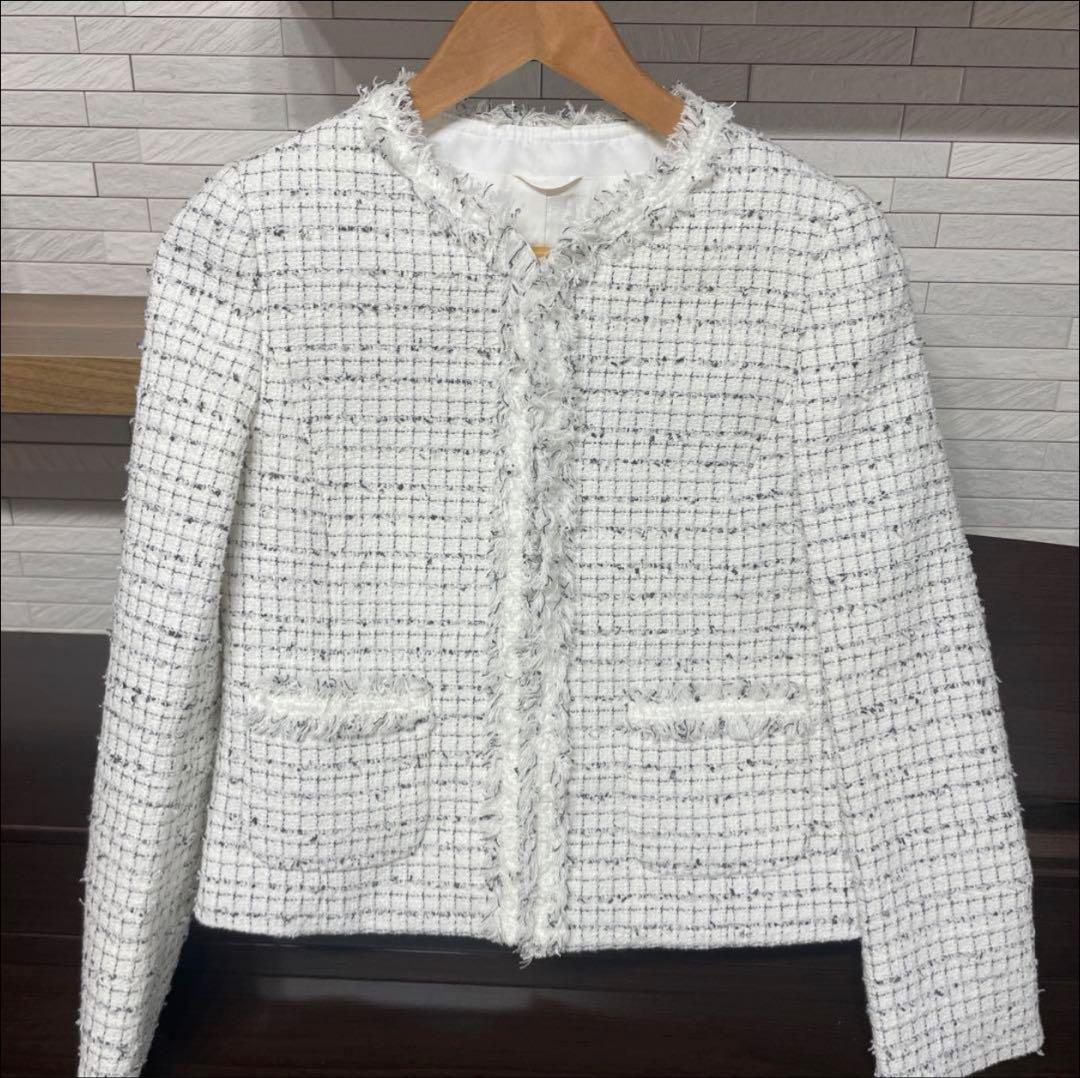 未使用に近い　アナイ　ジャケット ノーカラージャケット ミックスツイード　38