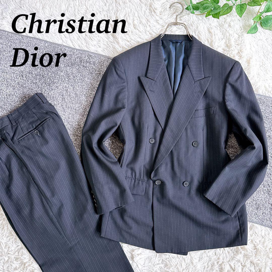 オールド　ディオール セットアップ　スーツ　ストライプ柄　ダブルボタン　ブラック