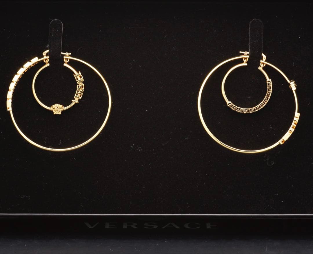 VERSACE ヴェルサーチ メデューサ グレカ フープピアス ゴールド