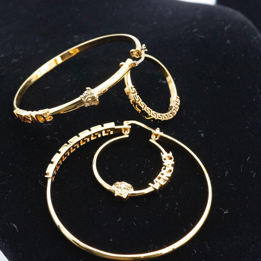 VERSACE ヴェルサーチ メデューサ グレカ フープピアス ゴールド