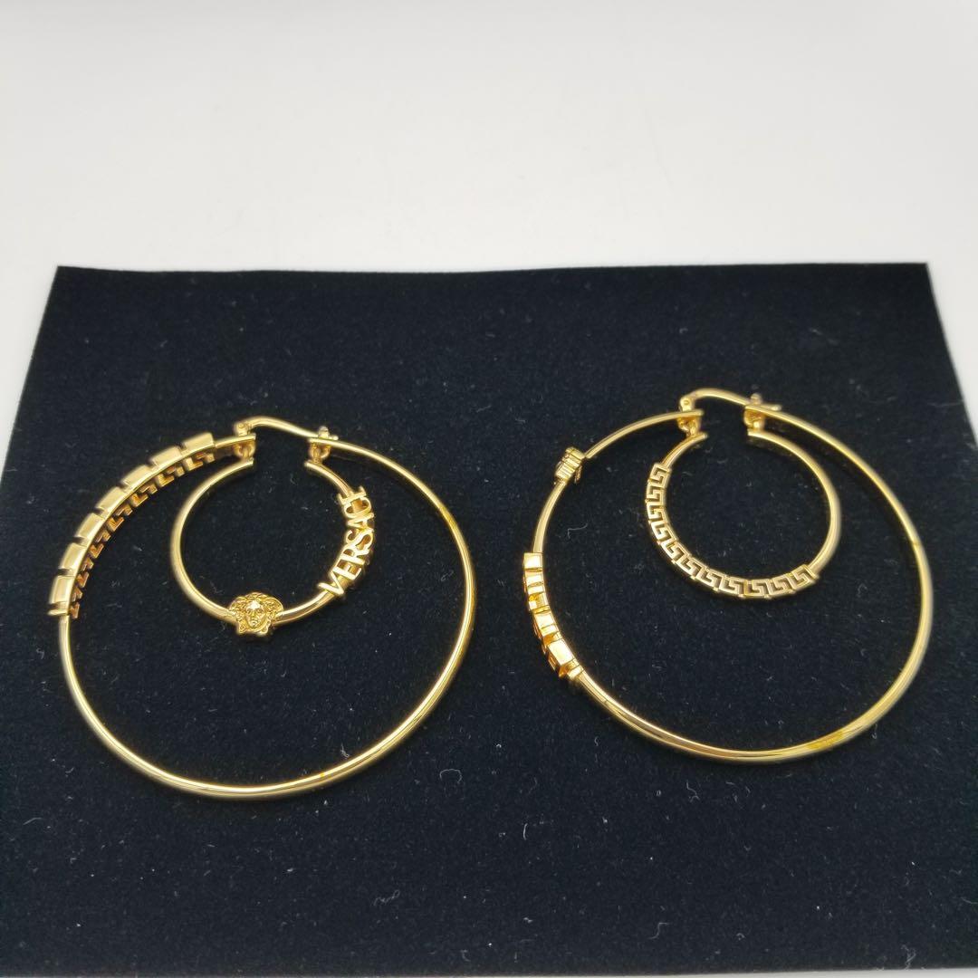 VERSACE ヴェルサーチ メデューサ グレカ フープピアス ゴールド