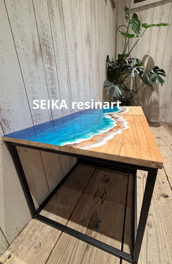 海レジン　レジンアート　レジンテーブル　サイドテーブル　インテリア