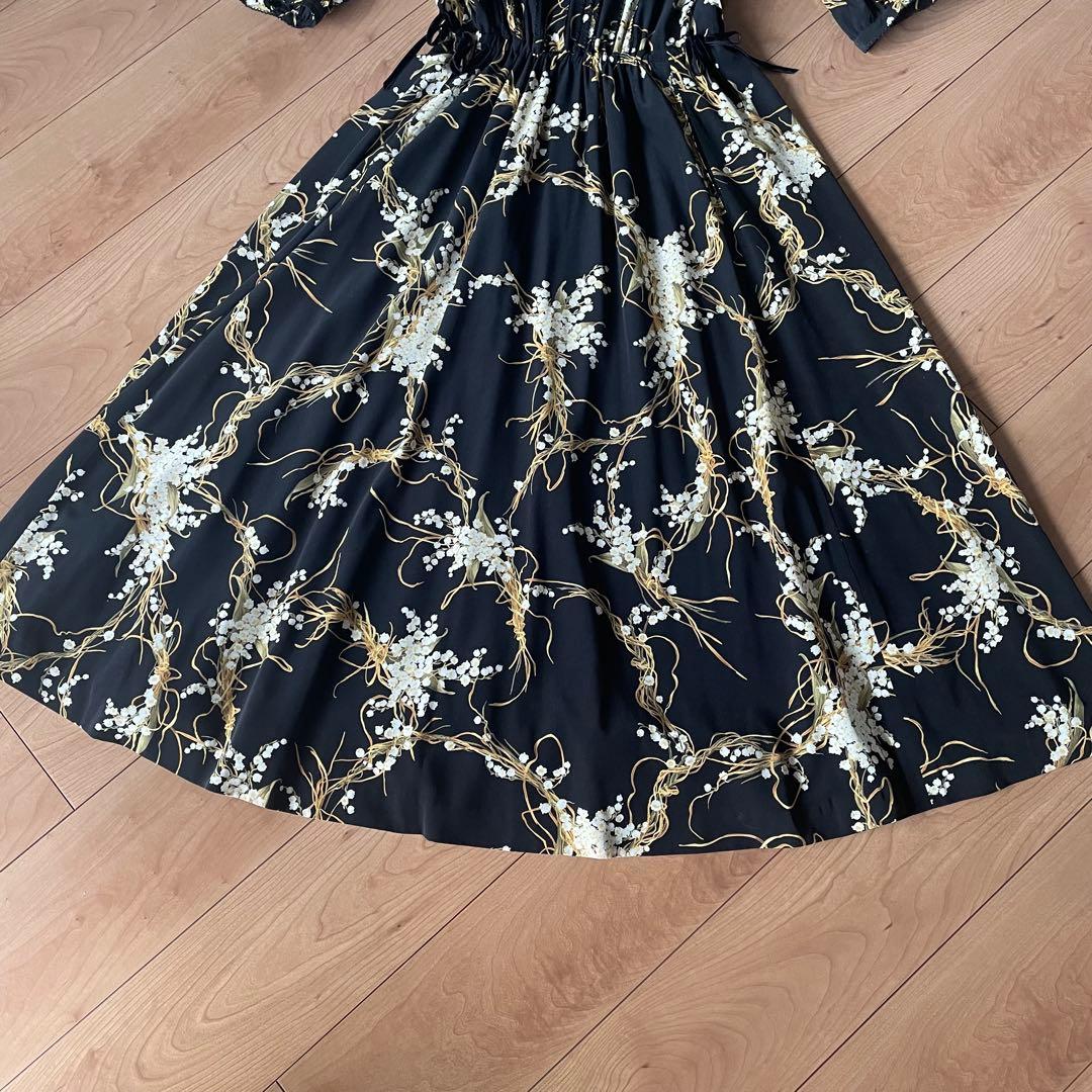 INGEBORG すずらん柄 花柄　七分袖 ロングワンピース