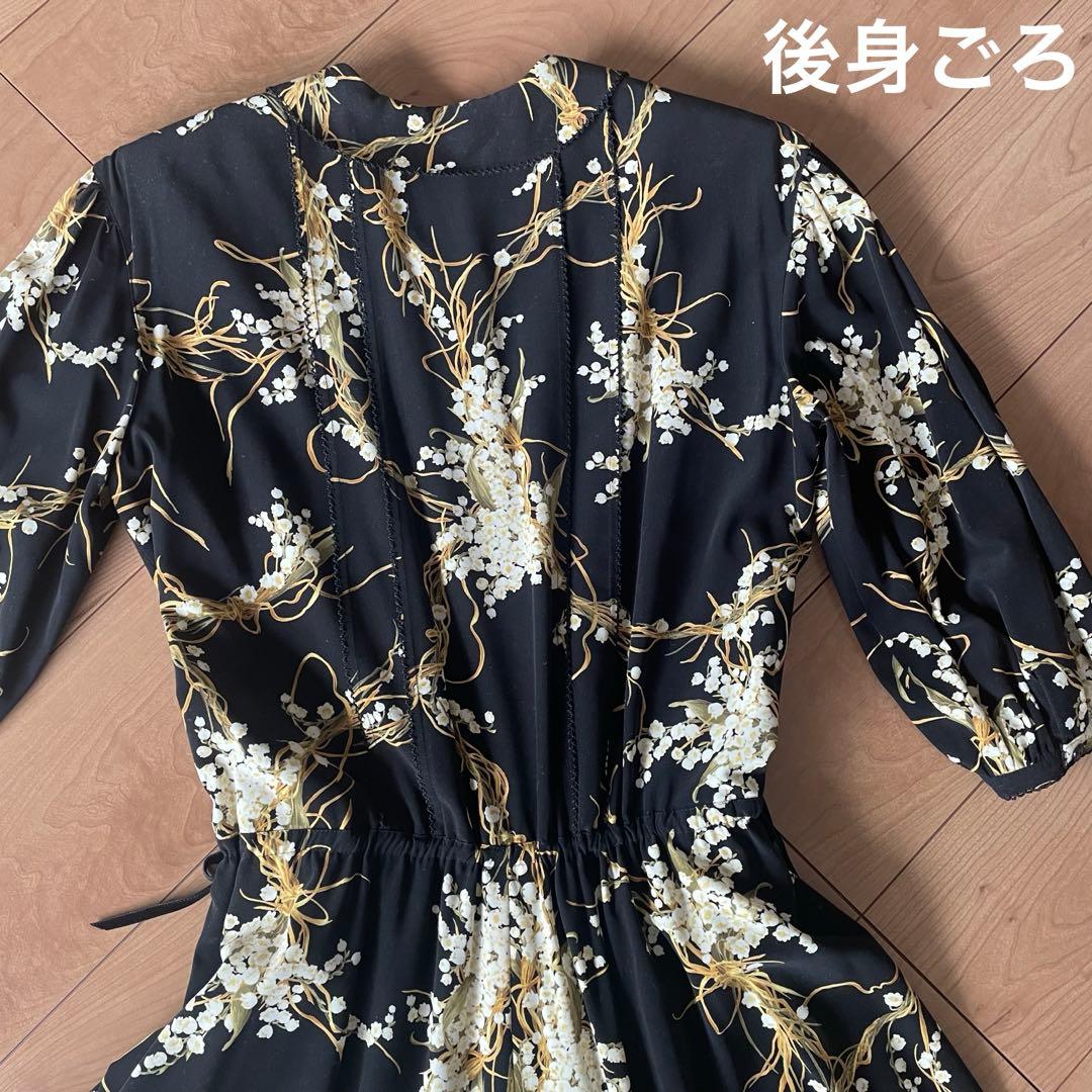 INGEBORG すずらん柄 花柄　七分袖 ロングワンピース