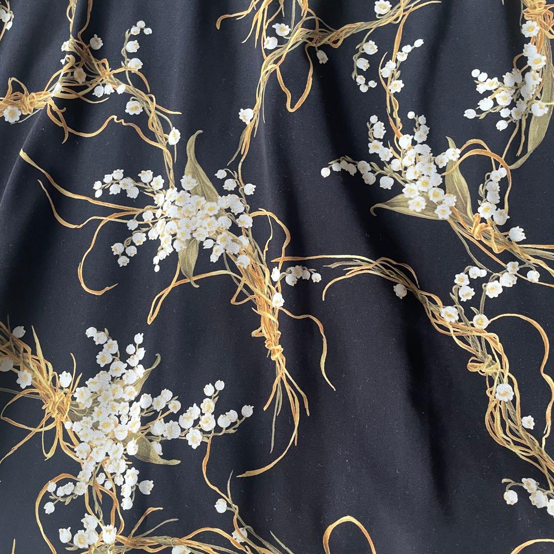 INGEBORG すずらん柄 花柄　七分袖 ロングワンピース