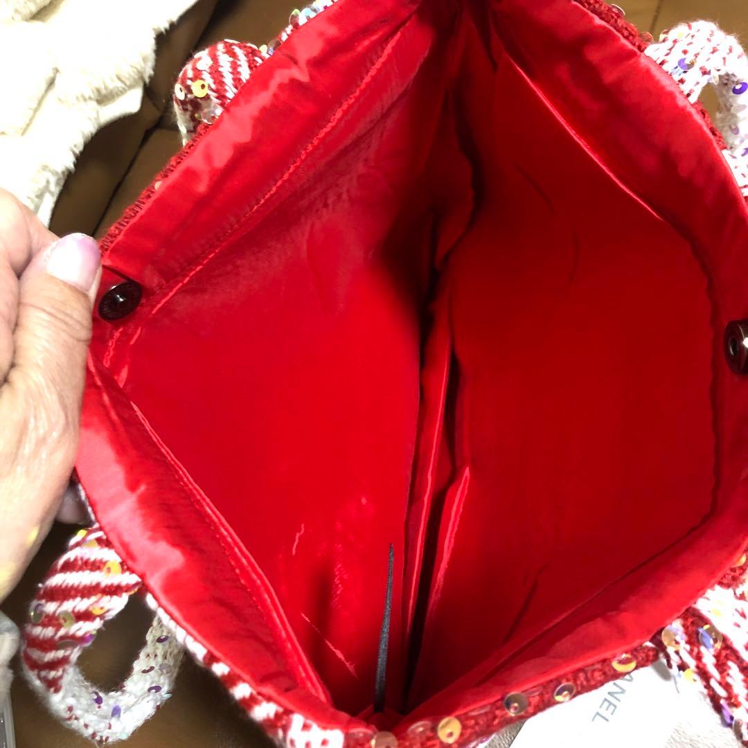 シャネル CHANEL バーガンディ スパンコール トートバッグ