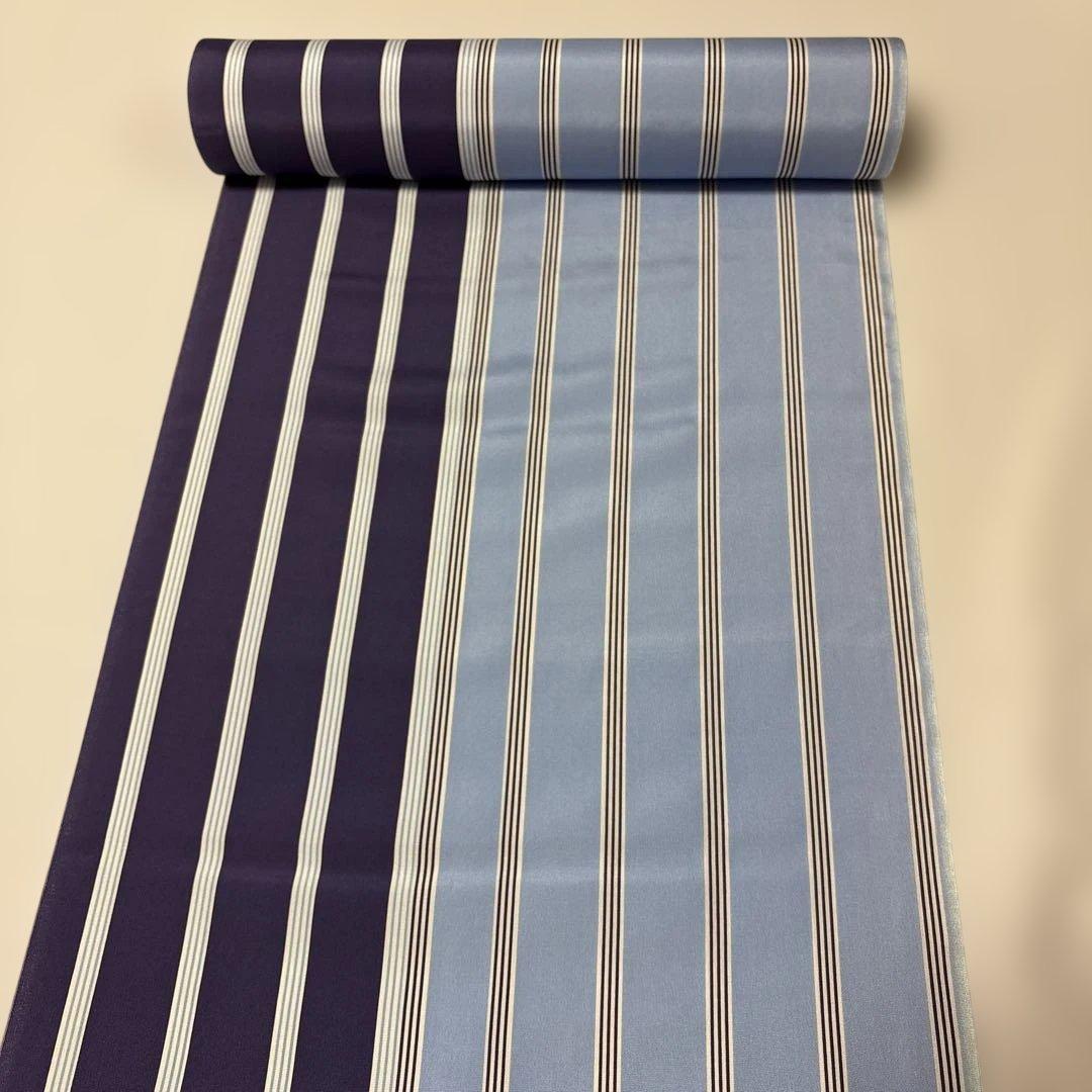 【新品】長襦袢反物　絹100% パープル✖️ライトブルー　ストライプ