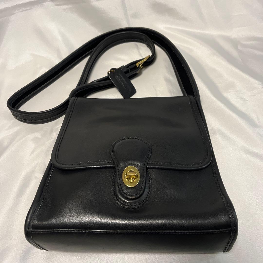 オールドコーチ9038ターンロック黒ショルダーバッグ　ヴィンテージ