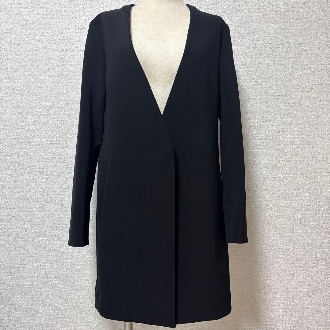 ソージュ　ストレッチファインロングノーカラージャケット　黒