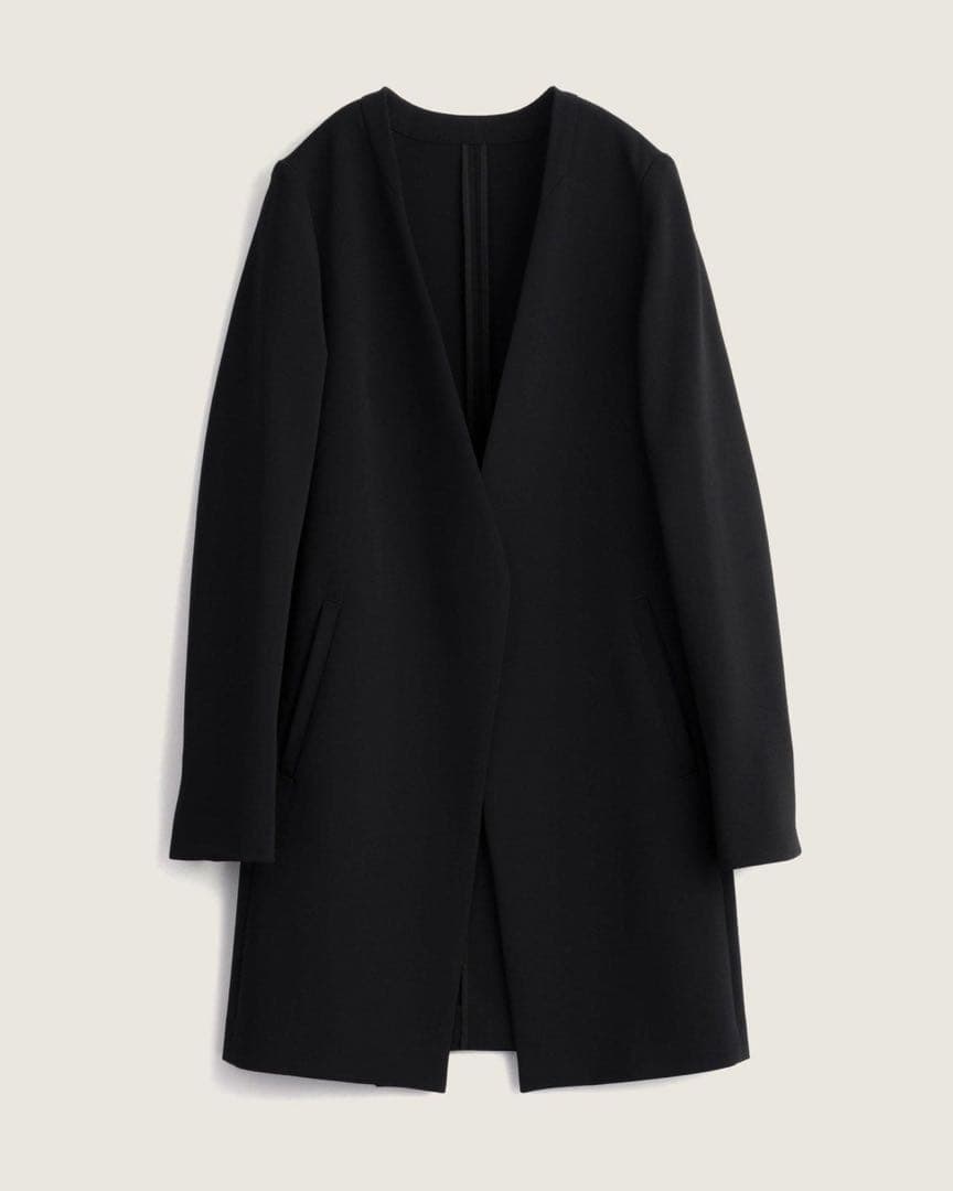 ソージュ　ストレッチファインロングノーカラージャケット　黒