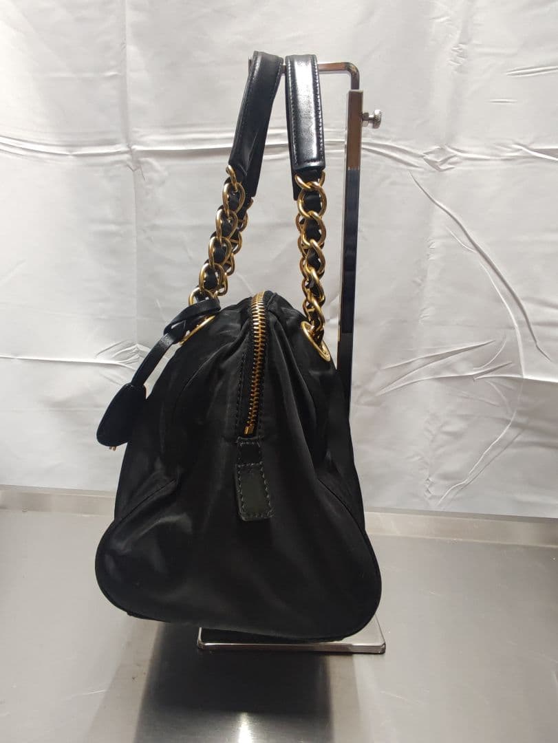 美品 PRADA Tessuto Catena ブラックハンドバッグ