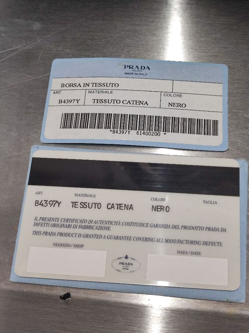 美品 PRADA Tessuto Catena ブラックハンドバッグ