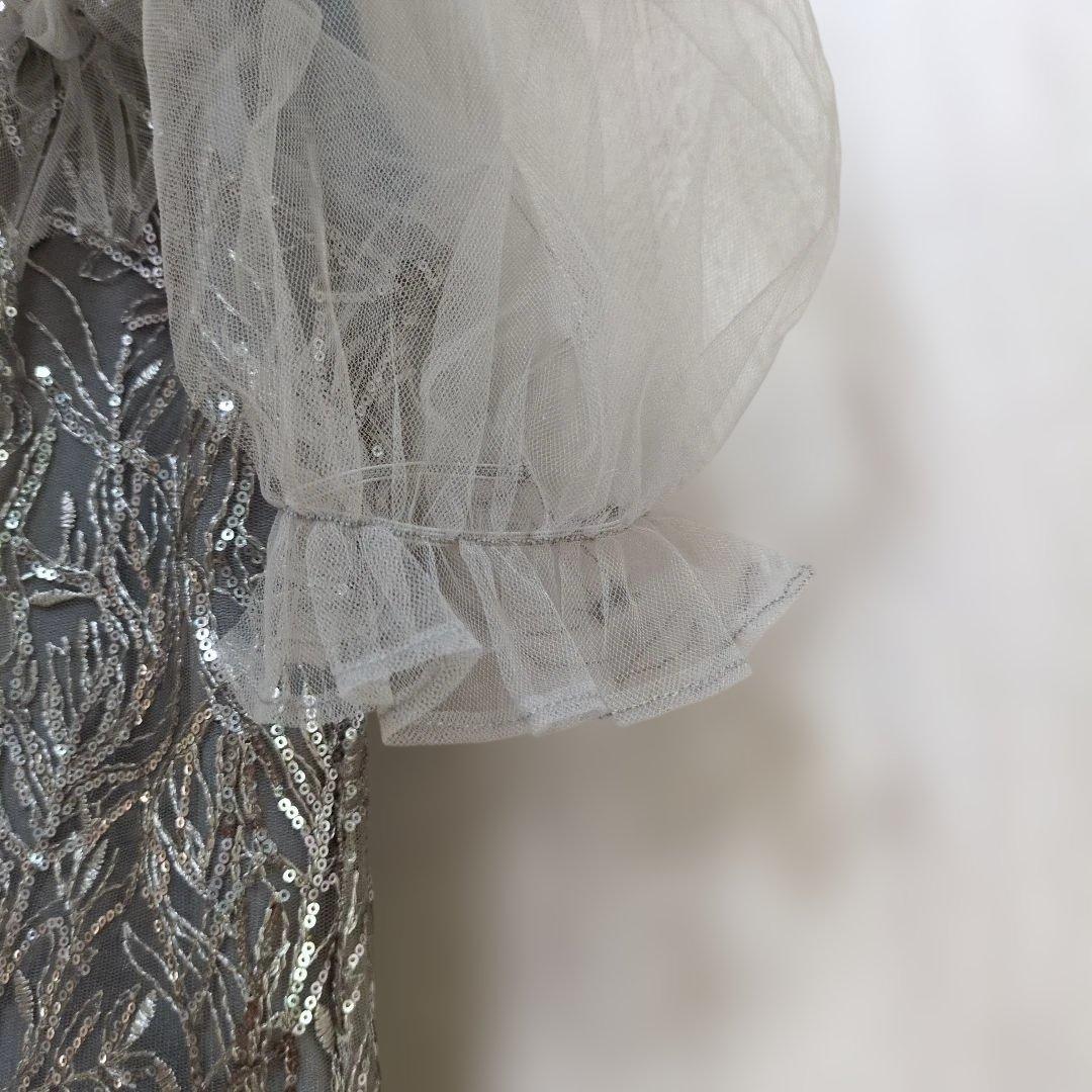 レジャ Leja チュールフラワースパンコールワンピースドレス　S　結婚式　二次