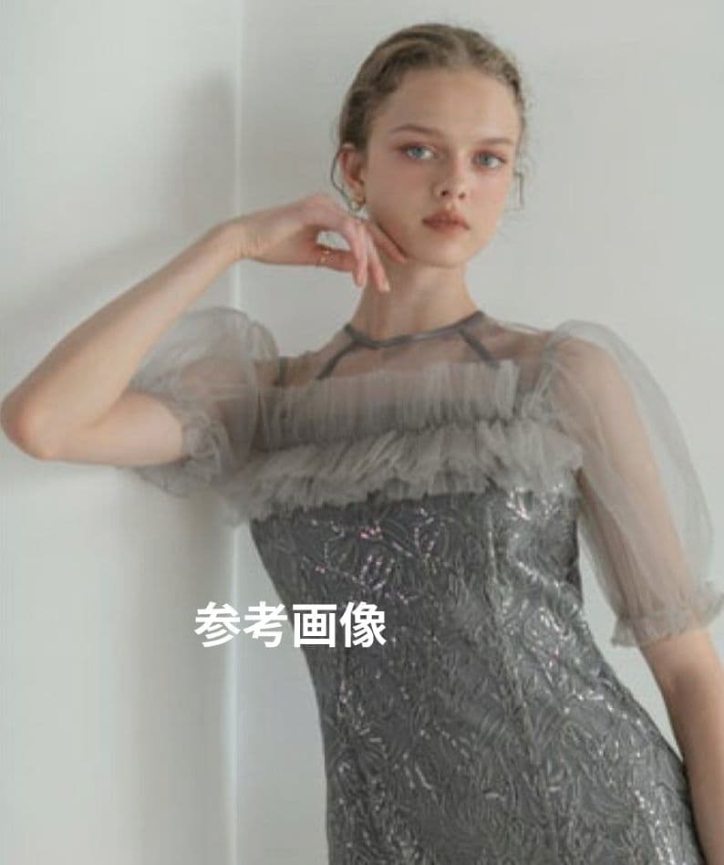 レジャ Leja チュールフラワースパンコールワンピースドレス　S　結婚式　二次