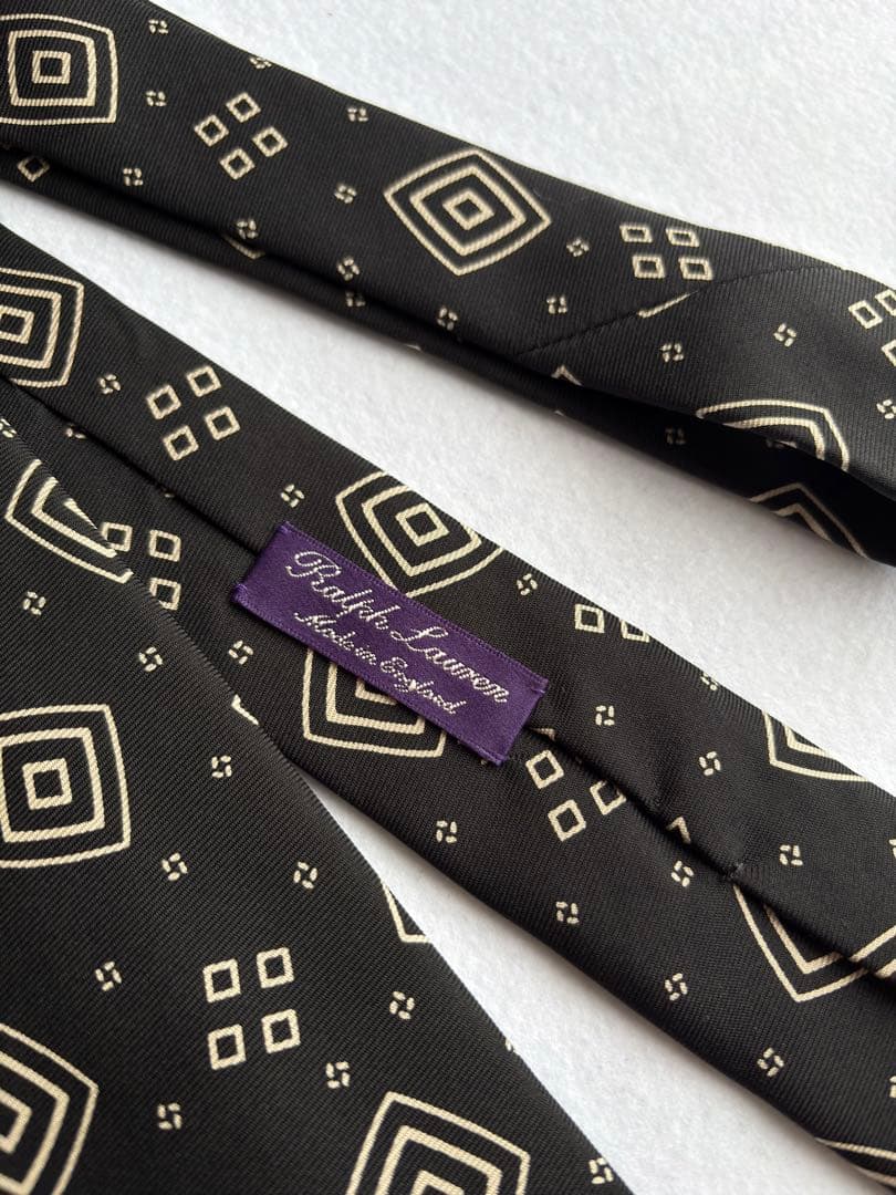 〔希少・未使用〕ラルフローレン パープルレーベル ネクタイ ブラック 英国製