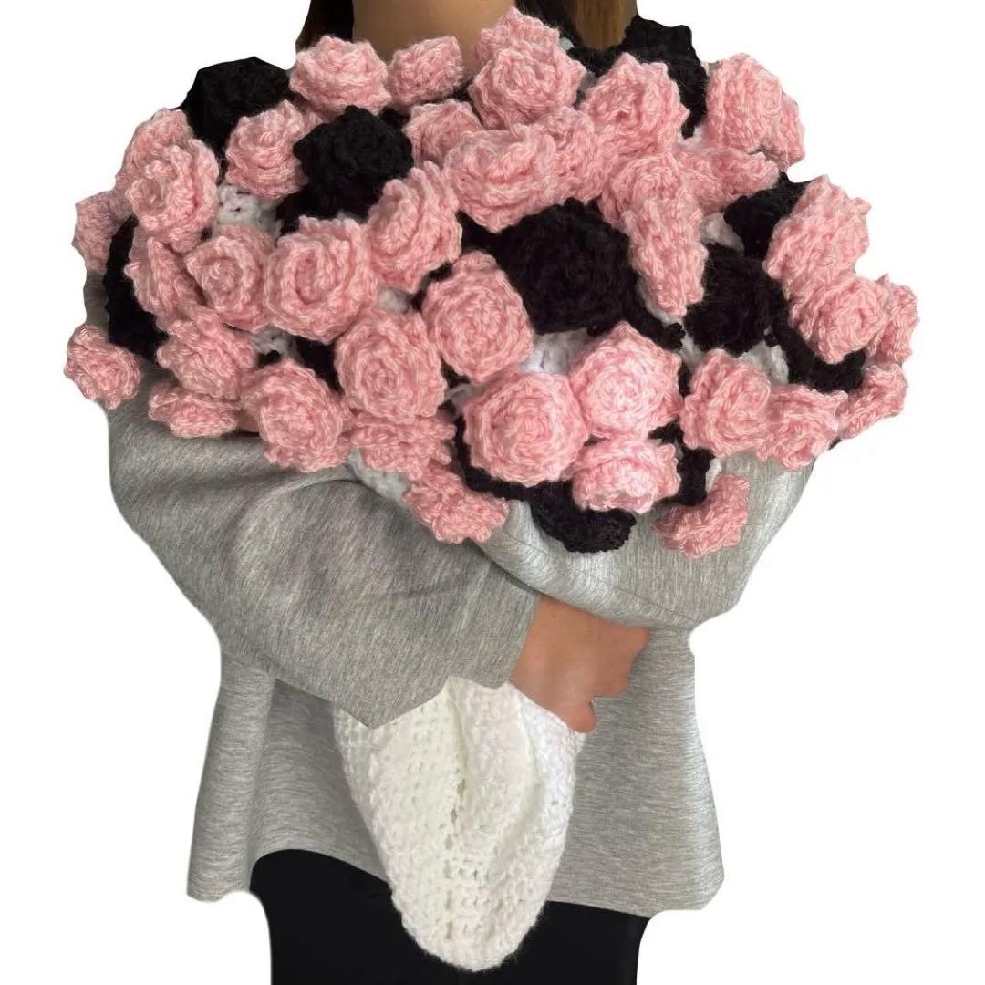 ハンドメイド　花束ブランケット　直径120cm 薔薇約60本　リボン付き