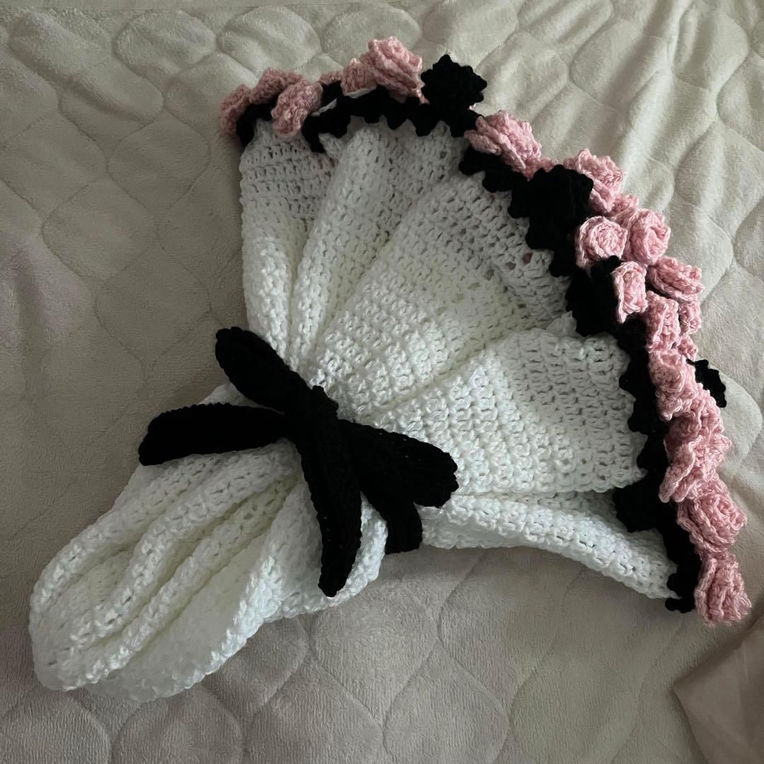 ハンドメイド　花束ブランケット　直径120cm 薔薇約60本　リボン付き