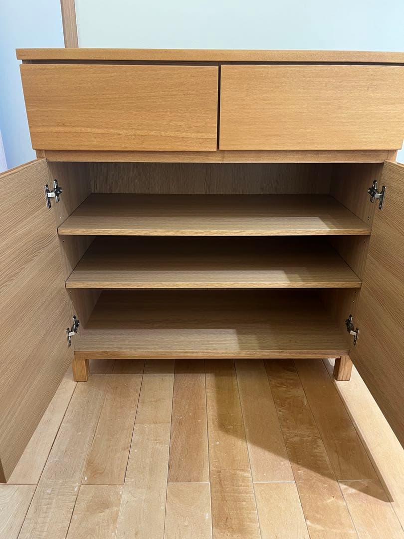 無印　引き出し　キャビネット　タモ材　廃盤