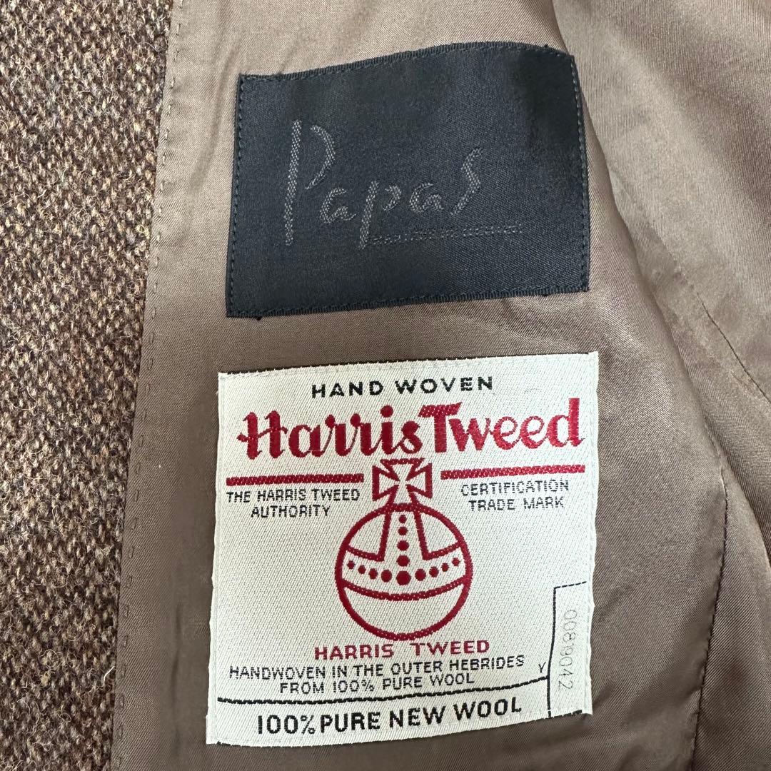 極美品✨パパス ハリスツイード テーラードジャケット ブラウン ツイード生地