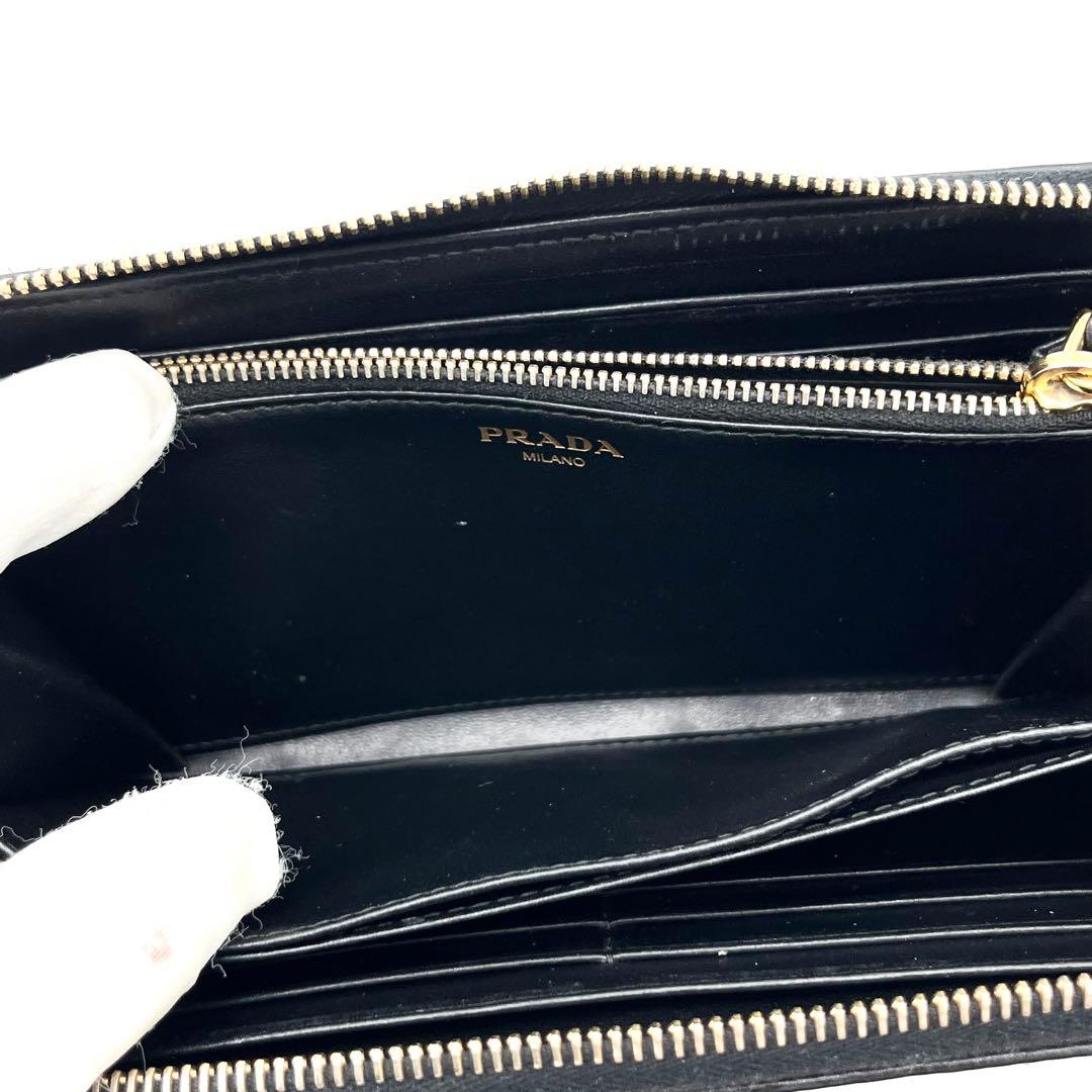 【極美品】PRADA 長財布　キルティング　ナイロン　レザー　ブラック