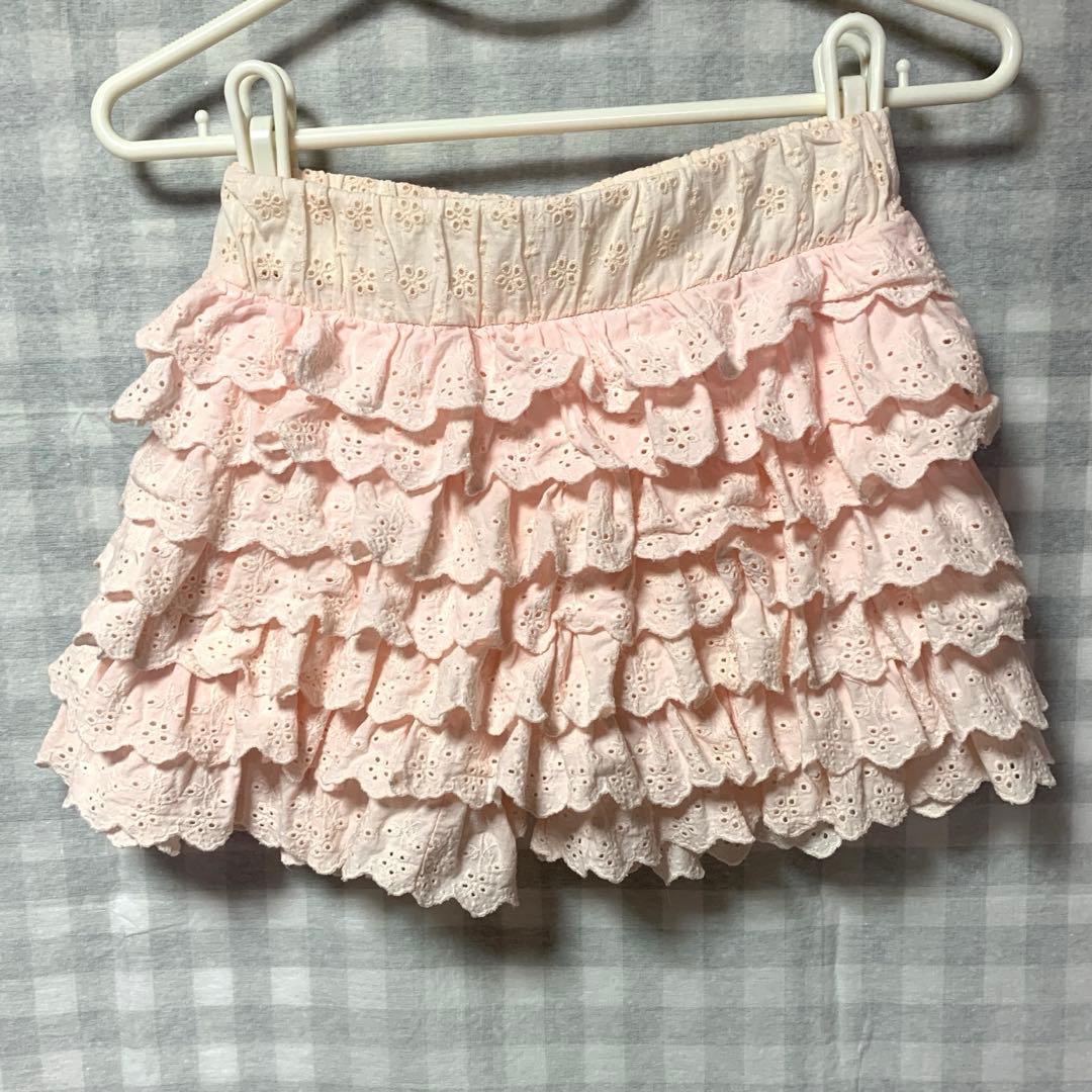 TRALALA ピンク コットン フリルショートパンツ