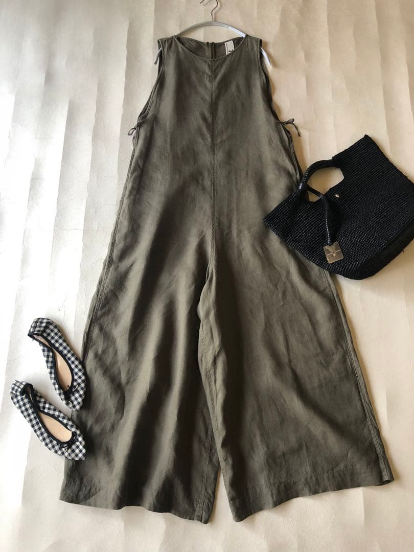 ビームス取扱♪ティッカ上質リネン100%ゆったりワイドパンツオールインワン♪