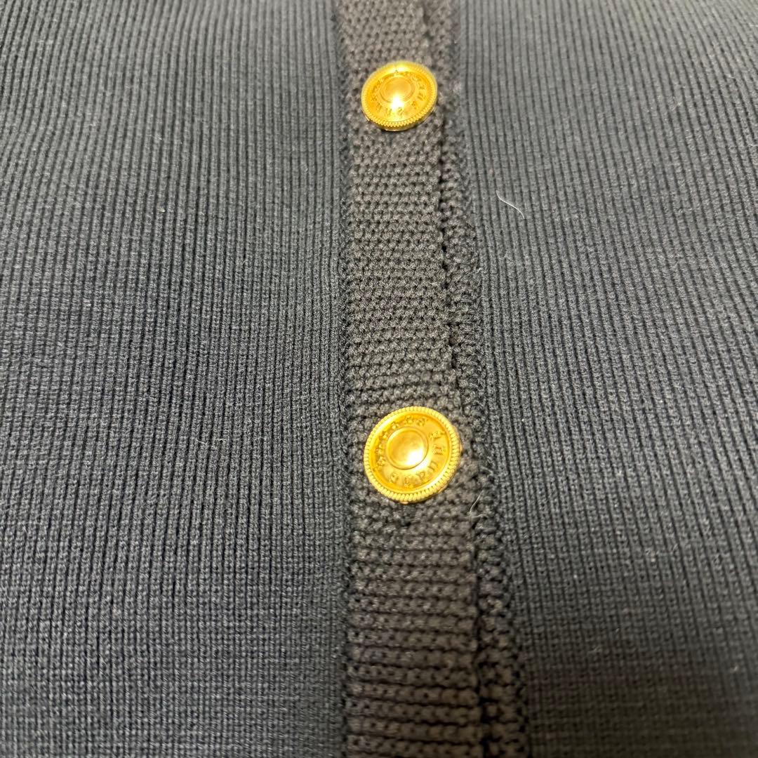 anuans オリジナルボタンノーカラーニットジャケット BLACK