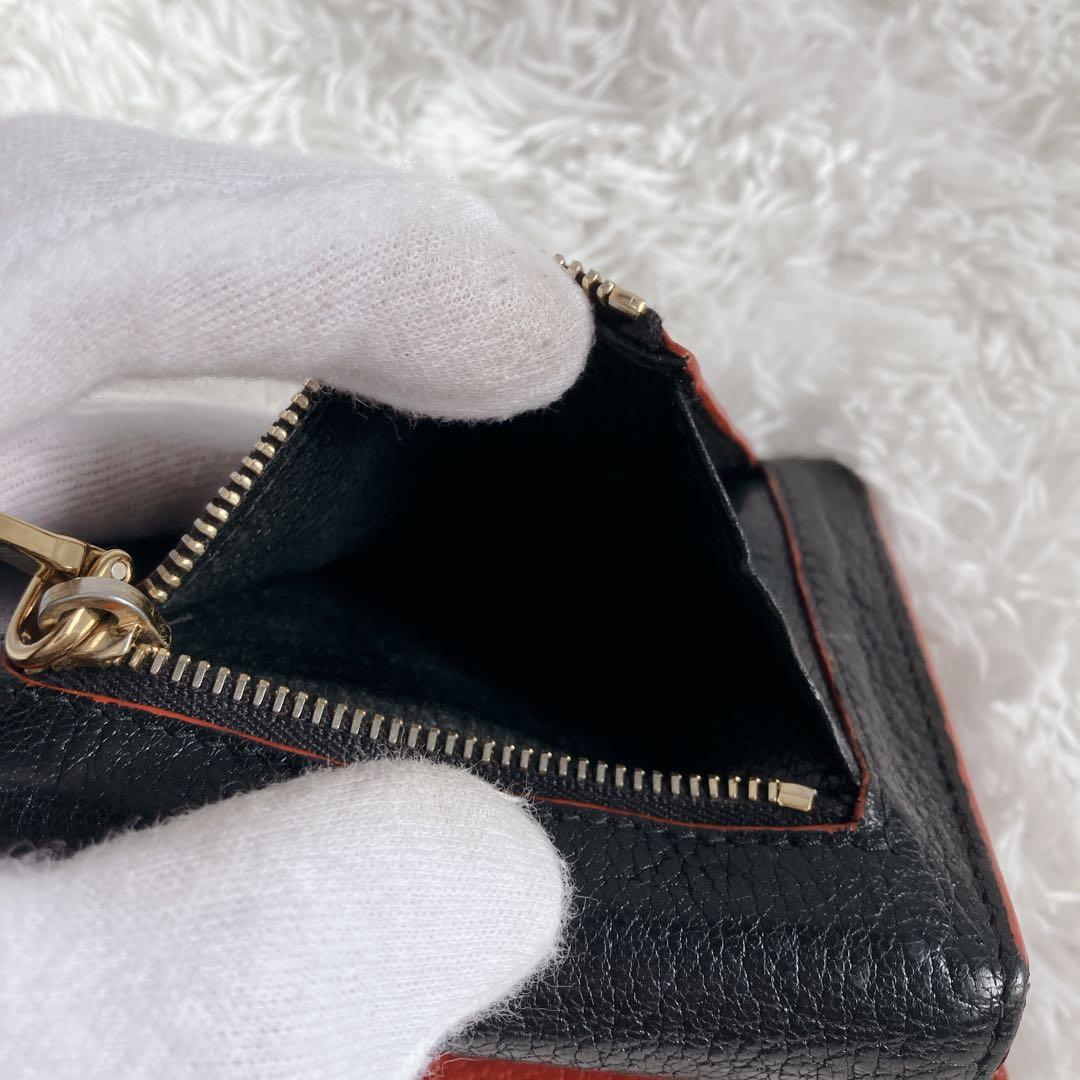 美品✨ミュウミュウ 3つ折り財布 マドラス ラブレター ハート 黒　赤　ゴールド