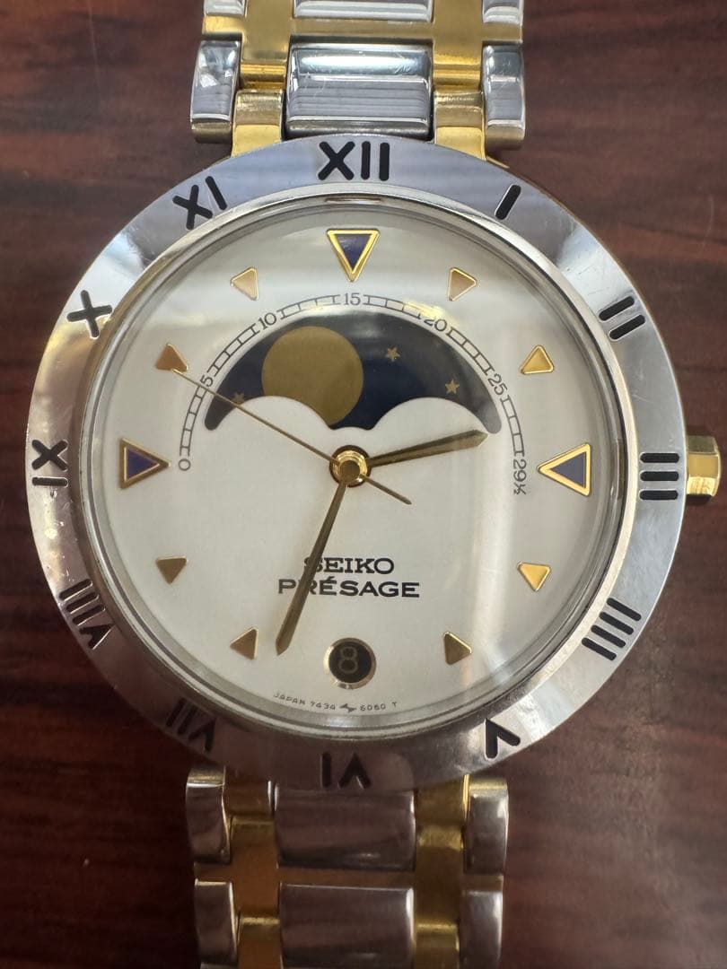 SEIKO PRE-SAGE ムーンフェイズ 時計 稼動品　新品電池✨