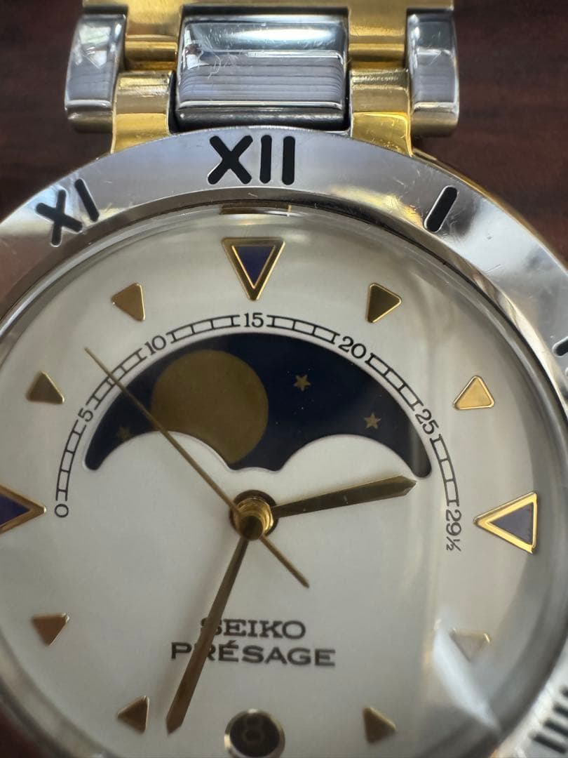 SEIKO PRE-SAGE ムーンフェイズ 時計 稼動品　新品電池✨