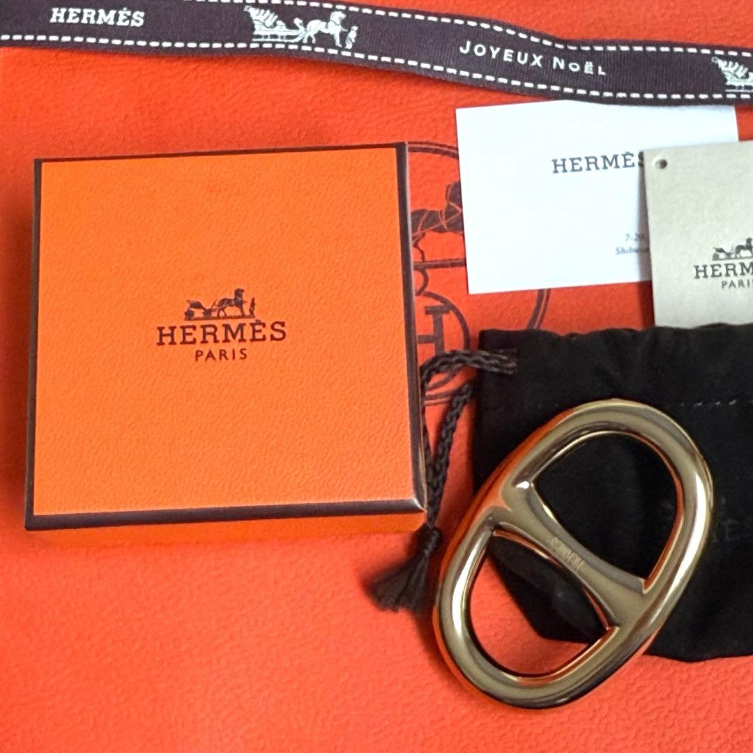 HERMES エルメス　スカーフリング　シェーヌダンクル　ゴールド