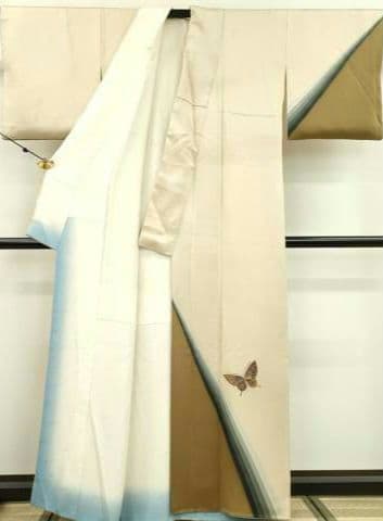 格安！値下げ！斉藤三才　 ベージュ蝶々グラデ　訪問着