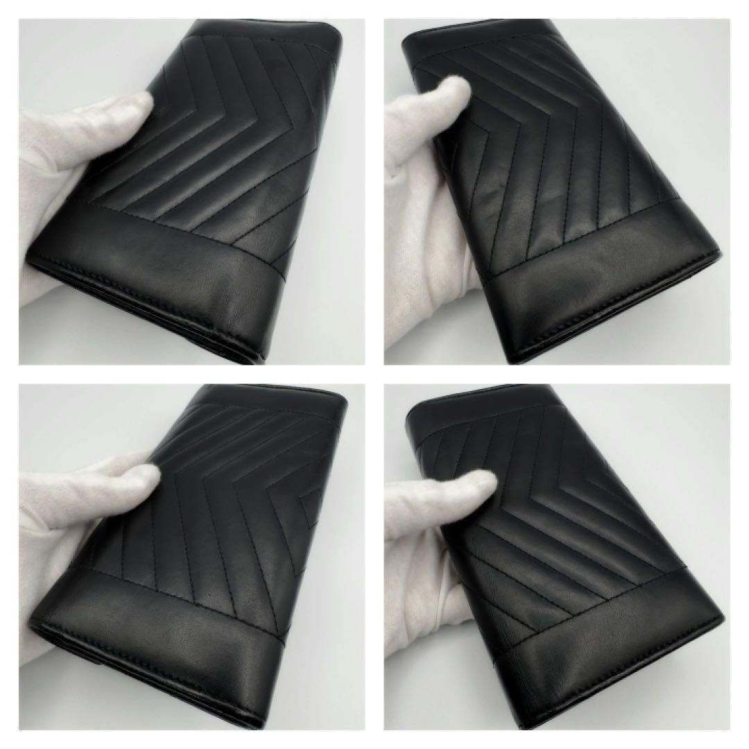 国内正規品　シャネル財布　マトラッセ　シェブロン　Vステッチ　フラップウォレット