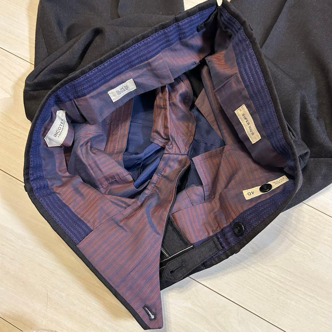 INCOTEX スラックス SUPER100’s 46 ダークグレー