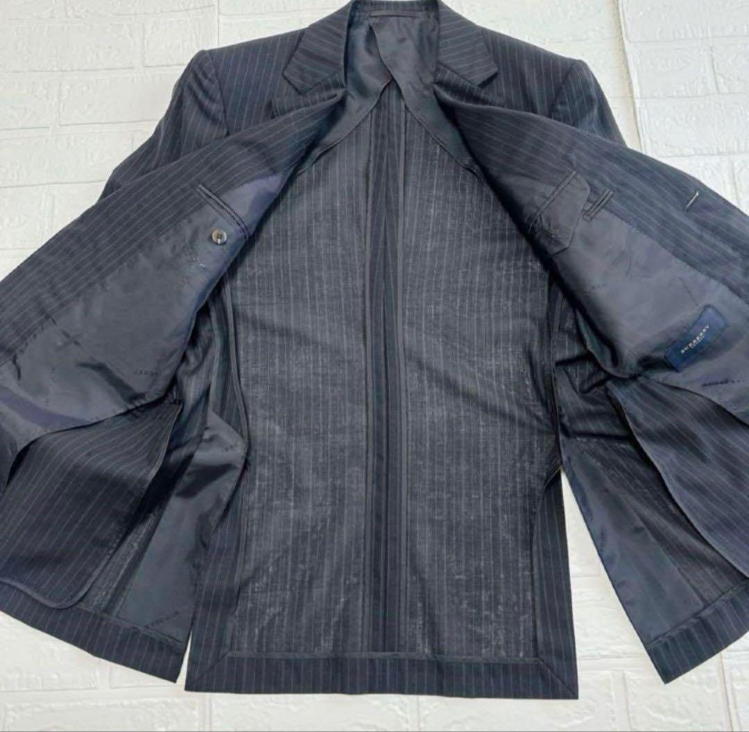 BURBERRY LONDON ストライプ 背抜き 裏地ロゴ 薄手