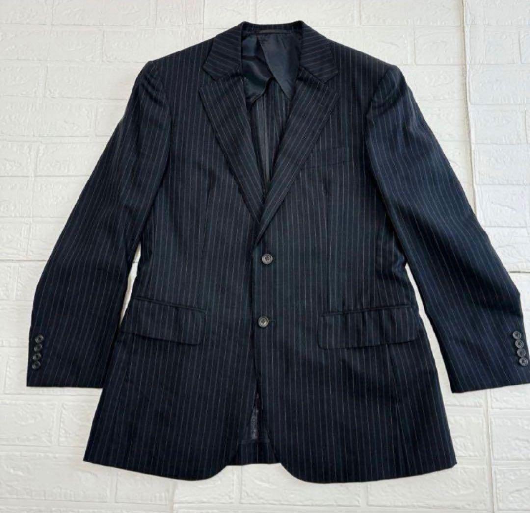 BURBERRY LONDON ストライプ 背抜き 裏地ロゴ 薄手