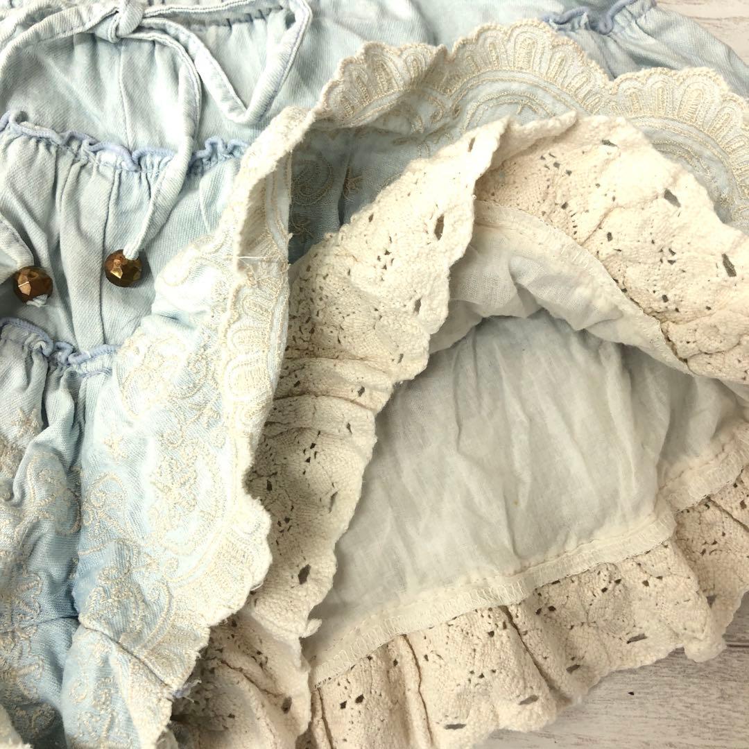 姫カジ 古着 オールド LIZ LISA クロシェフリル 刺繍 キュロット