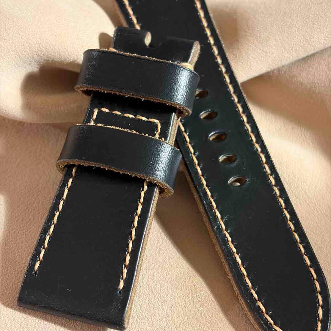 hor-241 クロムエクセルレザー ブラック 腕時計ベルト ラグ幅26mm