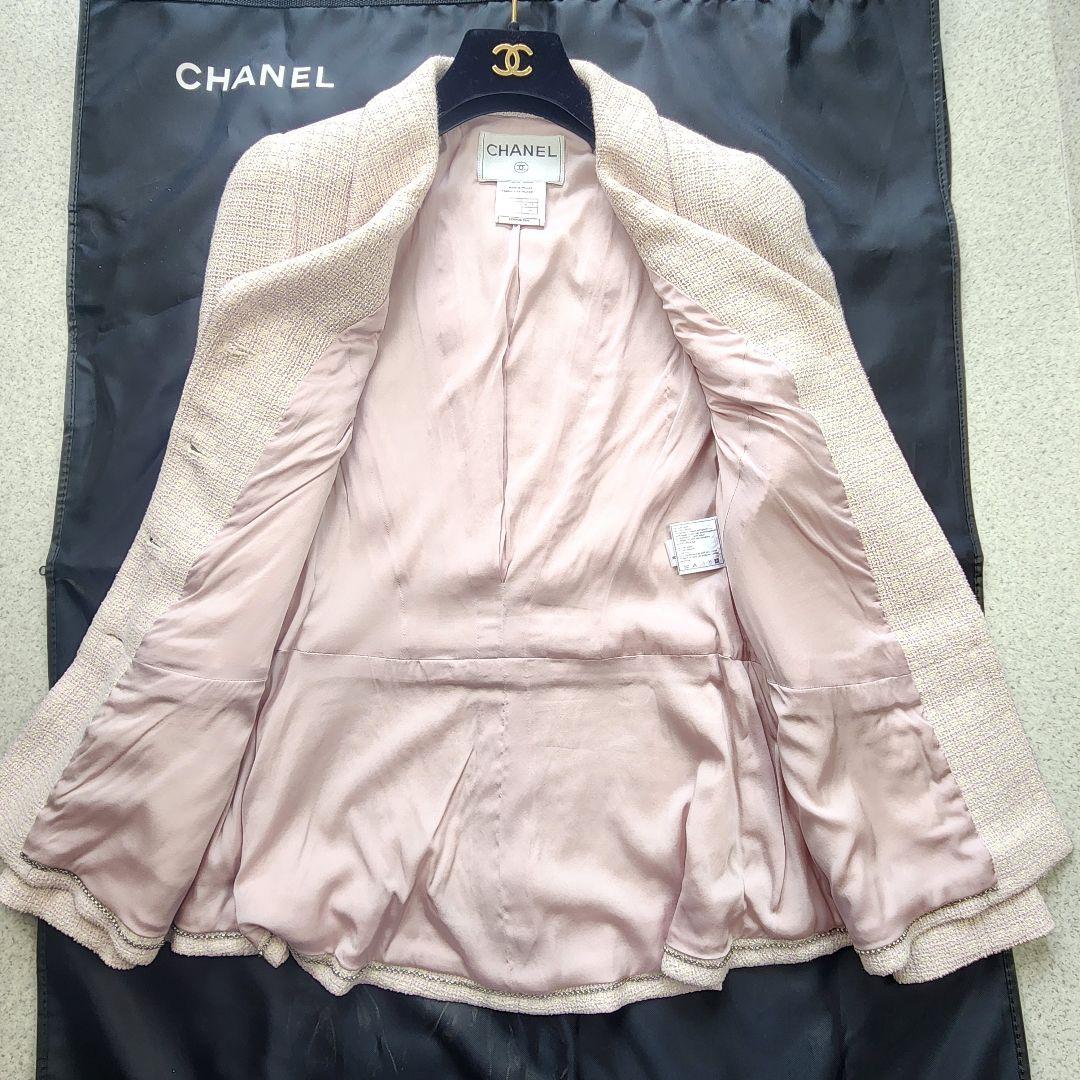 【極上美品】CHANEL 00C ツィードジャケットロゴ ボタン ペプラム
