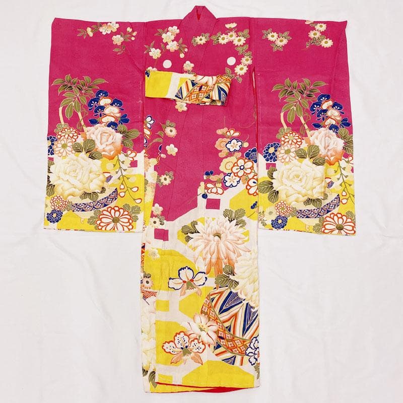 409ax42◎お宮参り 女児 アンティーク 祝い着 掛け着 産着 花車鞠◎