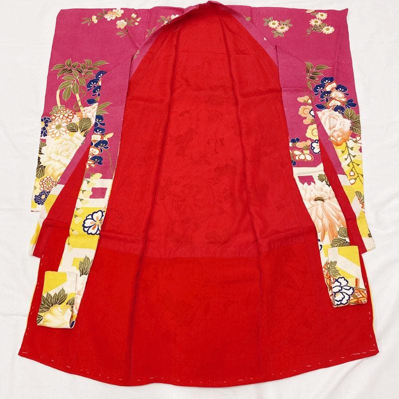 409ax42◎お宮参り 女児 アンティーク 祝い着 掛け着 産着 花車鞠◎