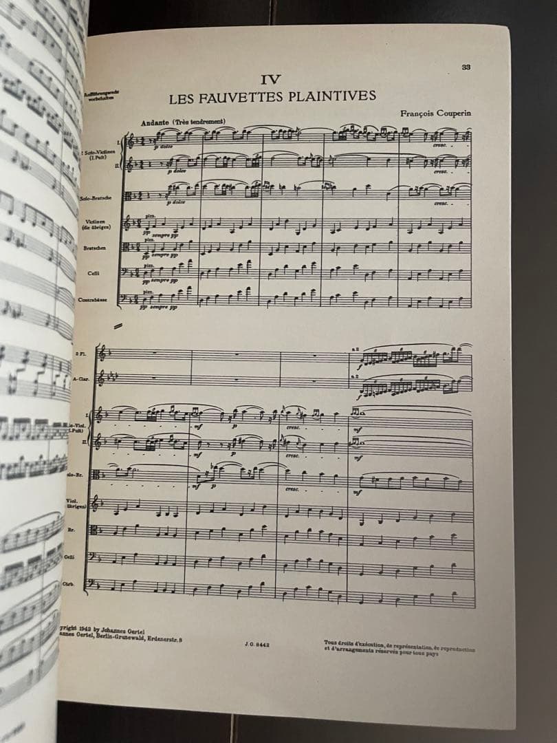 シュトラウス；ディヴェルティメント（クープラン舞曲）op.86〜ポケットスコア